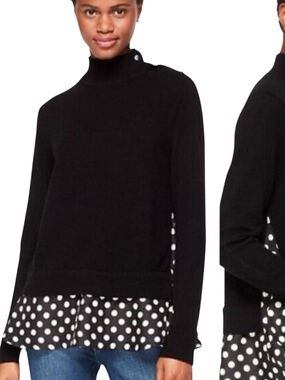 KATE SPADE Black Turtleneck Sweater with Polka Dot